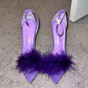Purrrrple fluffy heels